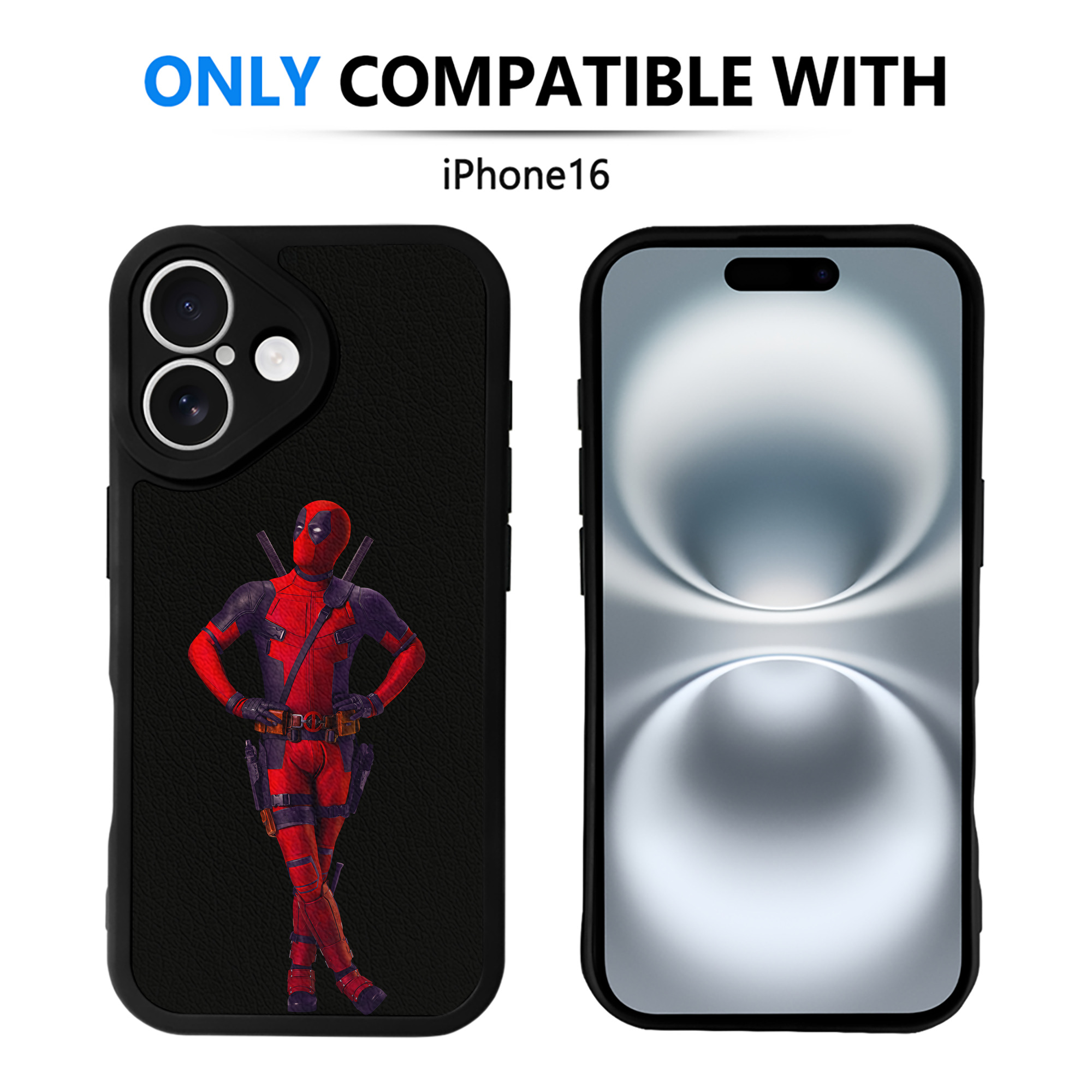 （画像用） Deadpool デッドプール 【iPhone 16シリーズ対応】シリコンスマホケース（レザー調） 材質：シリコン